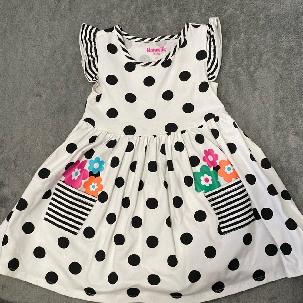 Nannette Toddler Girls Sleeveless Casual Polka Dot Dress, size 3t